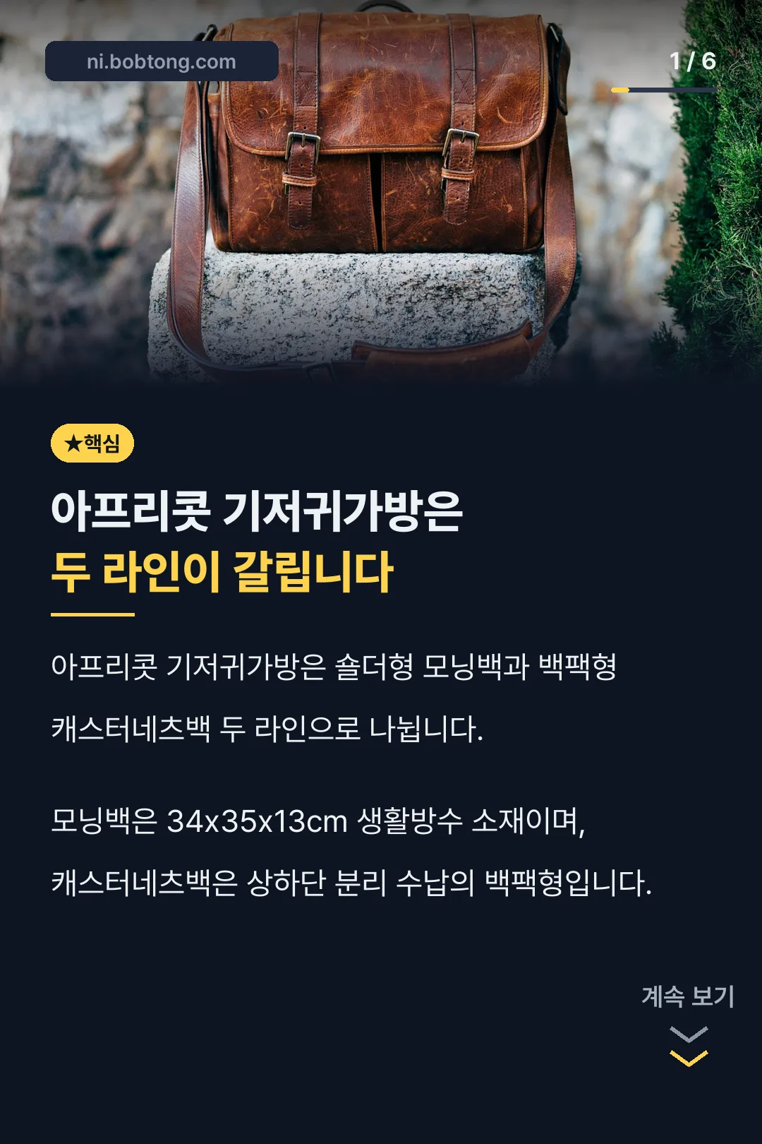 아프리콧 기저귀가방 두 라인