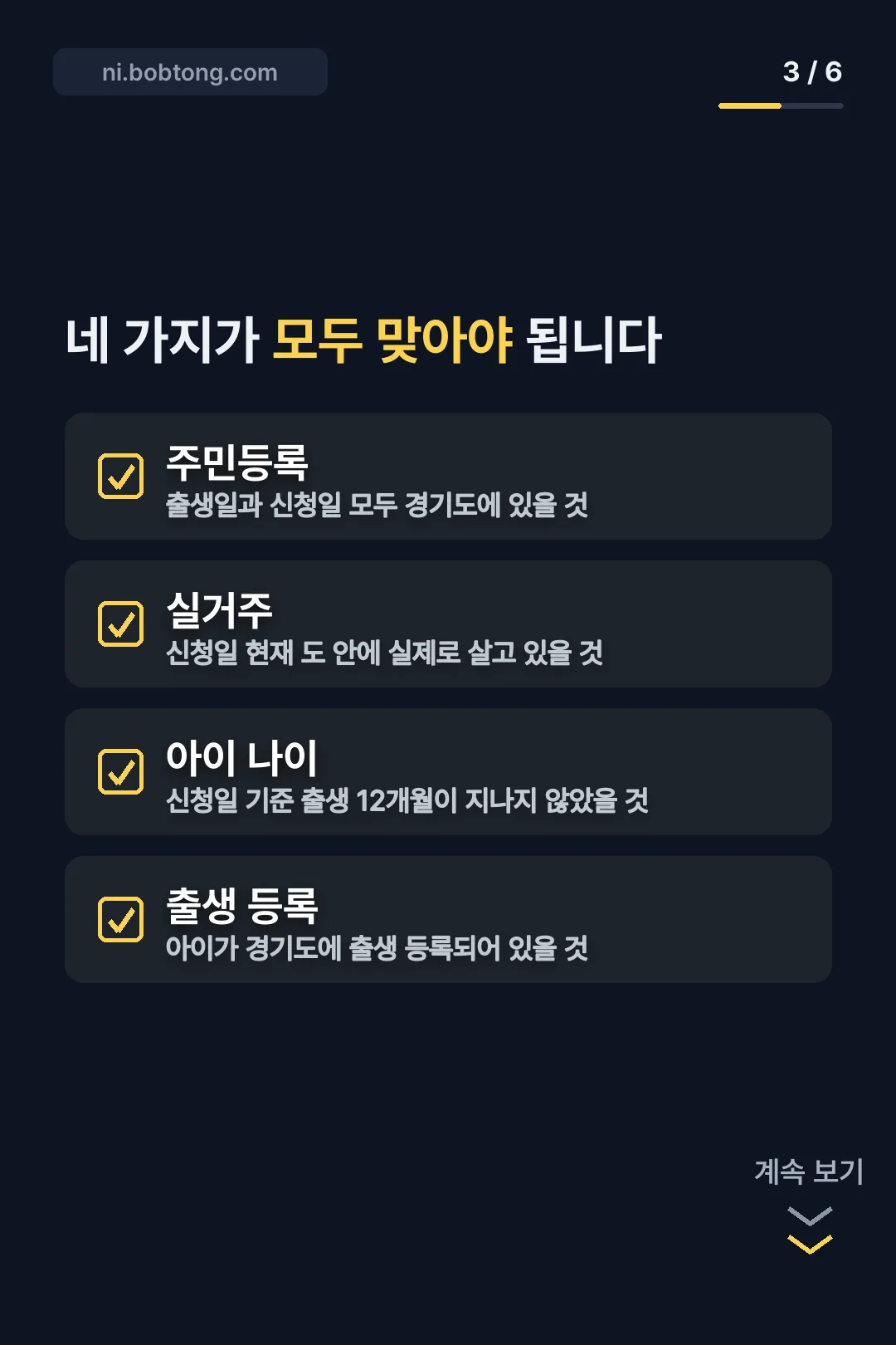 신청 자격 네 가지